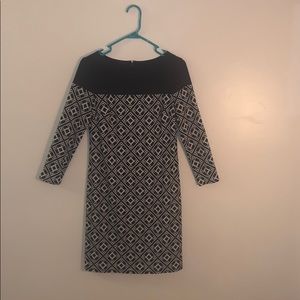 Navy and White Print Dress